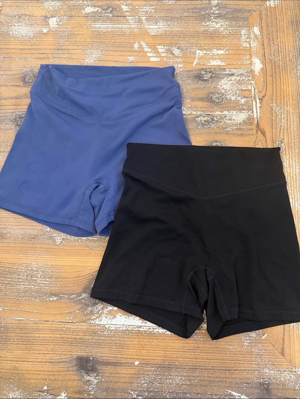 Balance High-Waist Athletic Shorts — Black and Blue - Picture 2 of 3